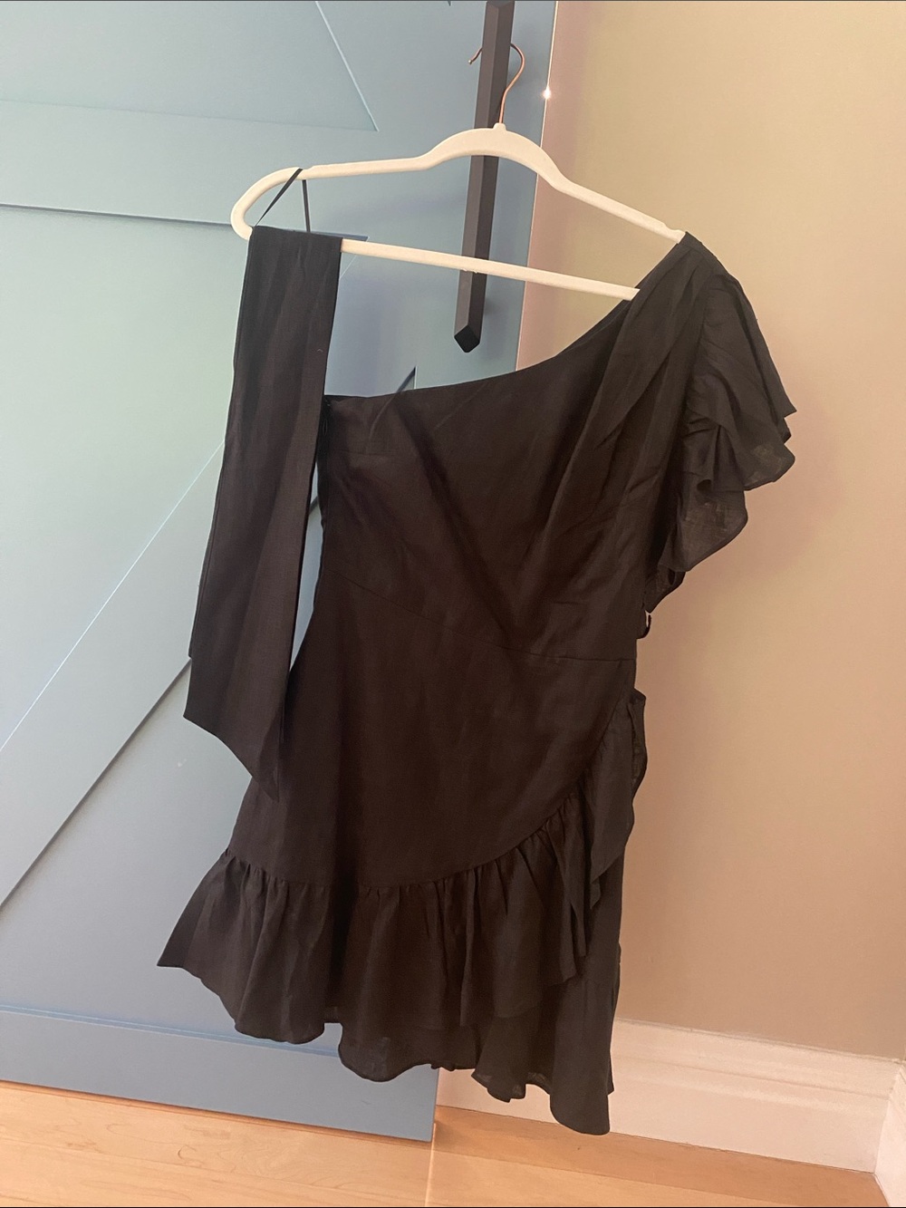 Banana Republic Black One-Shoulder Ruffle Dress